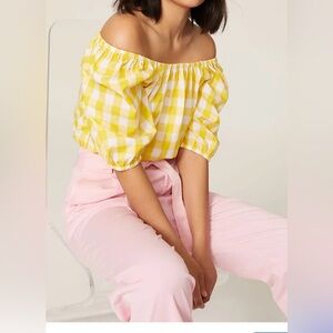 Color Me Courtney Top Women’s Large Kris Top Rent The Runway Yellow Gingham